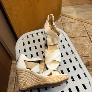 Liz Claiborne White Wedge Sandals